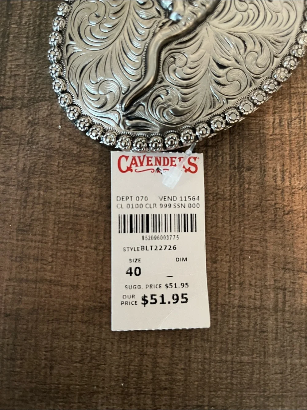 AndWest Men's Silver Longhorn Belt Buckle Western Oval‎ Steer Berry Edge NWT